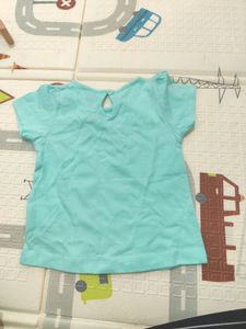 Blue Crew Neck Baby Girl Tshirt