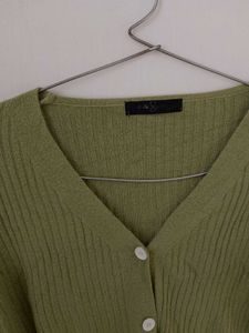 Korean Green Ribbed Top.
