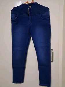 Dark Blue High-Waisted Jeans