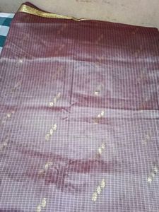 Purple &amp; Teal Checkered Saree