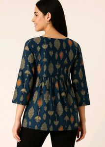 Patterned Three-Quarter Sleeve Top