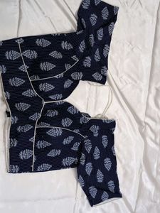Navy Blue Readymade Blouse