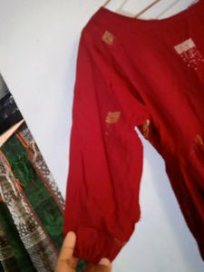 Maroon Office Wear Peplum Top
