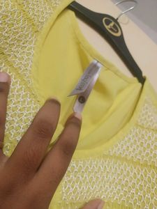 Yellow Sheer Netted Jacket /shirt With Size L