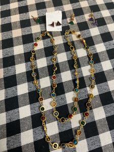 beautiful multi colour chain with 3 ear tops