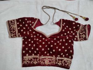 Maroon Velvet Bridal Lehenga