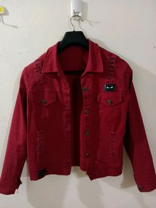 Cherry Red Denim Jacket For Layer Up 🍒
