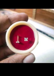 22k Pure Gold Square Dimond Stud Earrings