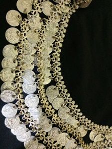 Silver Coin Oxidized Kamarbandh+3 Layered Neclace