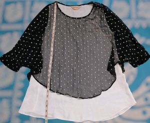 Black and White Polka Dot Sheer Blouse (Woman)