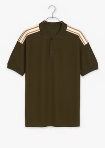 Olive Green Striped Polo Shirt