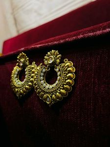 Gold-tone Pearl &amp; Crystal Earrings