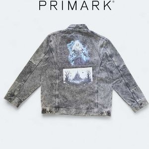 🔥Rare Acid-Wash Denim Jacket–Custom Graphic Back