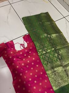 Pink &amp; Green Kurta Set