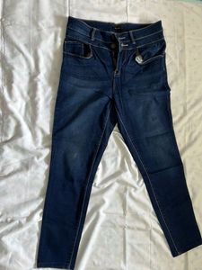 Navy Blue Mid Rise Slim Fit Jeans