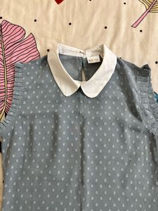 Chic Grey Polka Dot Top