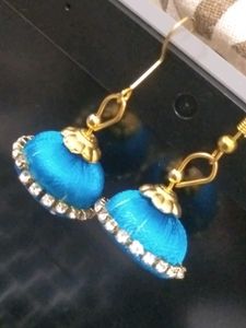 Teal Jhumka Earrings