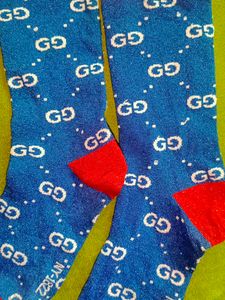 Blue Glitter GG Socks
