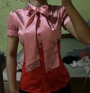 Red &amp; White Striped Blouse