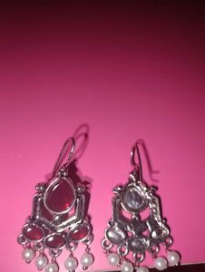 2 Pair Silver Tone Dangle Earrings