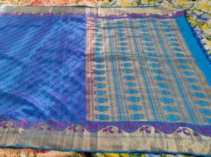 Beautiful Blue Pure Soft Silk Saree