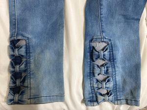 Pinterest Bow Bottom High Waisted Blue Jeans