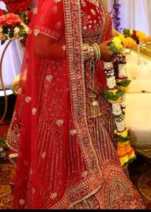 Full Beads &amp; Stone Work Designer Bridal Lahenga