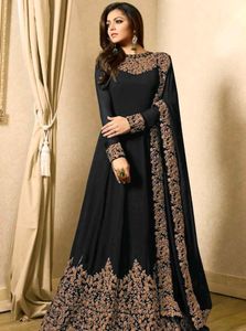 New Semi~Stitched Black Georgette Anarkali Suit✨