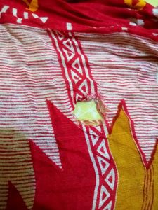 Red Bandhani Print Saree