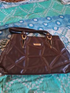 Never Used Brown Geometric Patterned Handbag