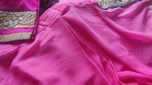 Elegant Double-Shade Pink Belt Sari – Ready to Wea