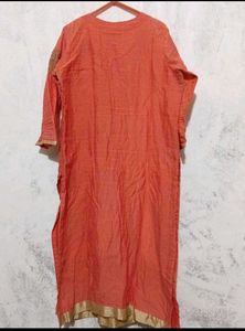 Orange &amp; Gold Embroidered Kurti