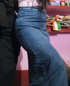 Blue Denim Front Slit Skirt