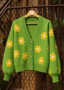 🌼 Daisy Bloom Green Knit Cardigan