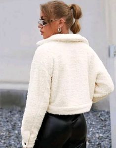 Cream Teddy Cropped Jacket