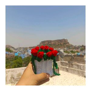 Crochet Rose Bouquet Pouch