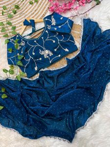 Silk saree with stiched blouse