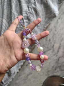 Purple Beaded Phone Charm