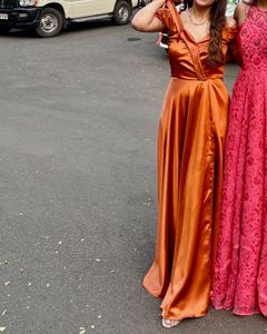 Rustic Brown Satin Dress