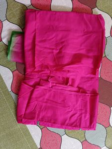 Solid Pink Colour Kurta With Green Embroidery.