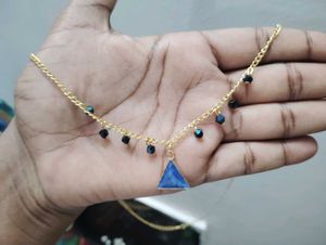 Blue Triangle Charm Necklace