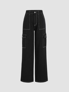Wide Leg H&M Contrast Stitch Cargo Pants