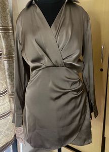 Office Style Satin Cross Dress