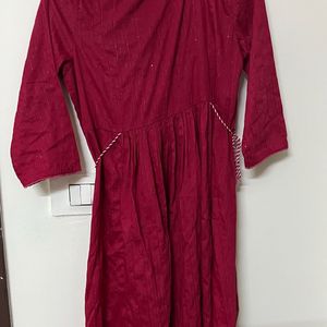 Maroon Embroidered Kurta
