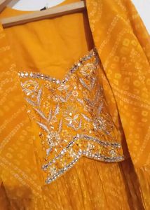 Gorgeous Orangish Shrug With CROP top And Lehanga