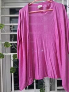 Pink Open Front Cardigan