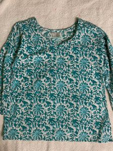 Blue Printed Short Kurti 🪷 (pure Cotton)