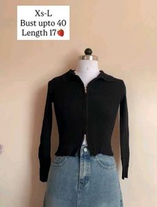 Zip-Up Ribbed Cardigan