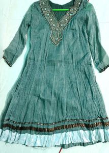 Teal Embellished Tunic Dress