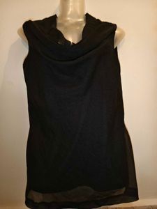 Size L/ XL Elegant Black Cowl Neck Top